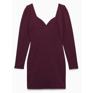 Aritzia Talula Ponte knit long sleeve sheath dress in burgundy